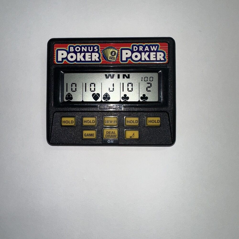 Radica POKER 2 IN 1 Draw Poker BOUNS DRAW Hand Held Electronic Game Works TESTED